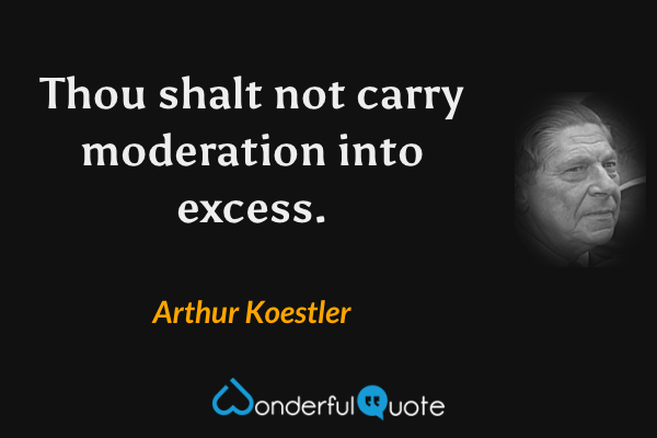 Thou shalt not carry moderation into excess. - Arthur Koestler quote.
