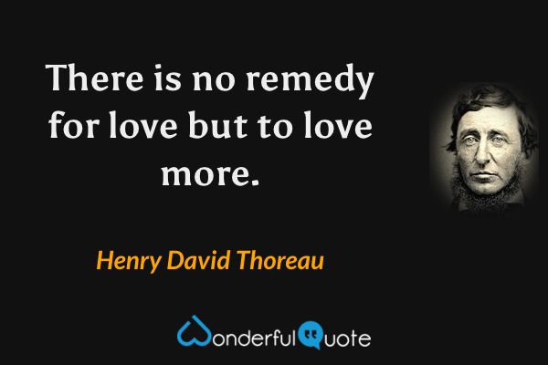 There is no remedy for love but to love more. - Henry David Thoreau quote.