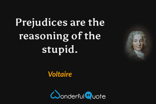 Prejudices are the reasoning of the stupid. - Voltaire quote.