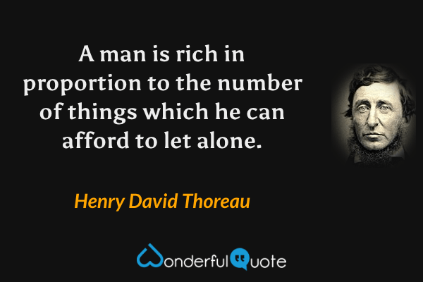 A man is rich in proportion to the number of things which he can afford to let alone. - Henry David Thoreau quote.