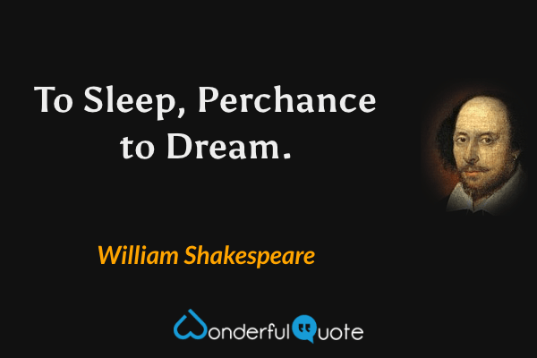 To Sleep, Perchance to Dream. - William Shakespeare quote.