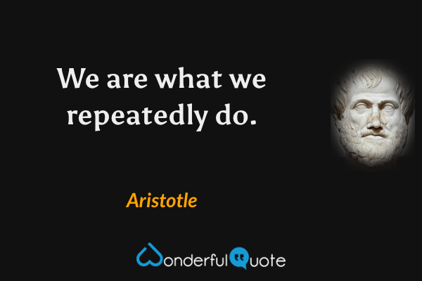 We are what we repeatedly do. - Aristotle quote.