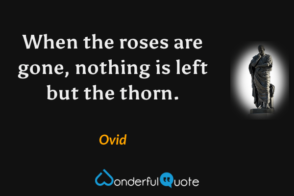 When the roses are gone, nothing is left but the thorn. - Ovid quote.