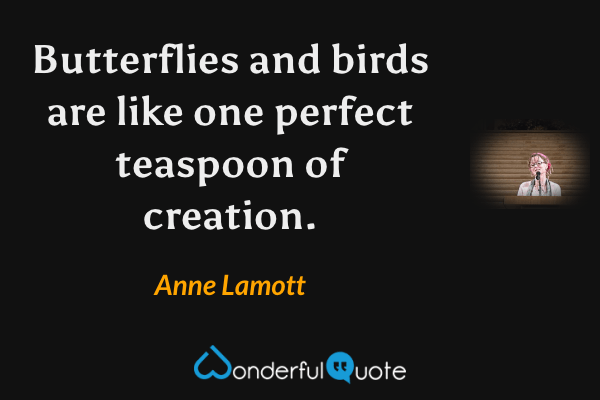 Butterflies and birds are like one perfect teaspoon of creation. - Anne Lamott quote.
