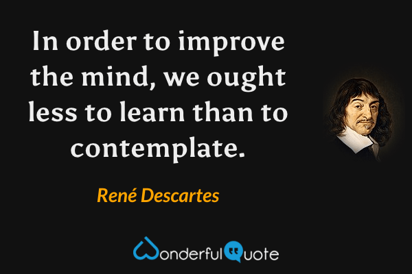 In order to improve the mind, we ought less to learn than to contemplate. - René Descartes quote.