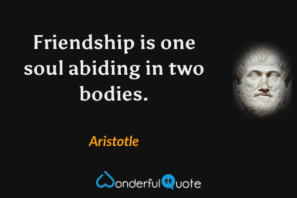 Friendship is one soul abiding in two bodies. - Aristotle quote.