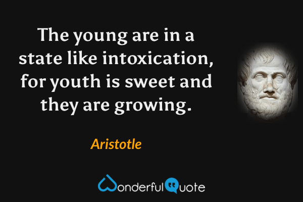 The young are in a state like intoxication, for youth is sweet and they are growing. - Aristotle quote.