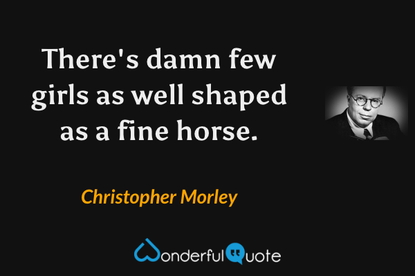 There's damn few girls as well shaped as a fine horse. - Christopher Morley quote.