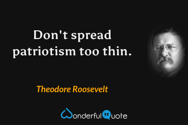 Don't spread patriotism too thin. - Theodore Roosevelt quote.