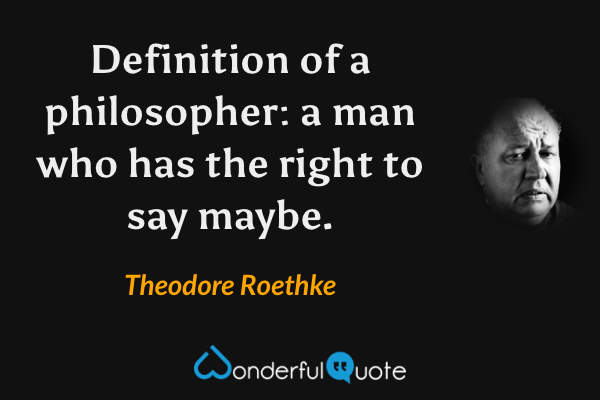 Definition of a philosopher: a man who has the right to say maybe. - Theodore Roethke quote.